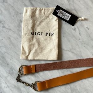 GIGI PIP wide leather hat band with chain